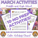 March Activities Puzzles Middle High School Independent Wo