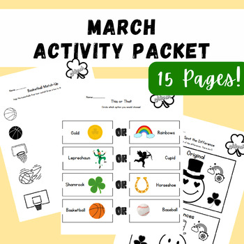 Preview of March Activity Packet - Perfect for Early Finishers, Morning Work, & MORE!