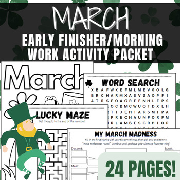 Preview of March Activity Packet for Early Finishers, Brain Breaks, and Morning Work!