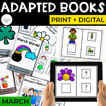 Preview of March Adapted Books | Print + Digital Bundle | Special Ed