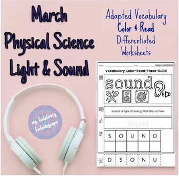 Preview of March Adapted Vocabulary - Color & Read - Differentiated Worksheets