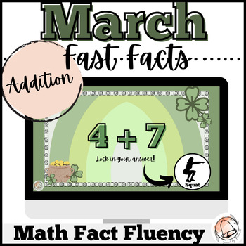 Preview of March Addition Fast Facts | Digital Math Game | St. Patrick's Day Fact Fluency