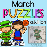 St. Patrick's Day & Basketball Addition Puzzles for March