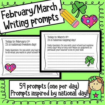 Preview of February & March Daily Writing Prompts! (Inspired by the National Day)