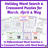 March, April & May Holidays - Word Search & Crossword Puzz