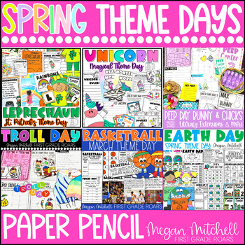 Preview of March, April, & May Spring Theme Day Activities BUNDLE
