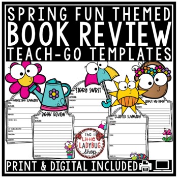 Preview of March April Spring Book Review Template Bulletin Board Reading Response