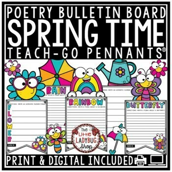 Preview of March April Spring Poetry Month Writing Bulletin Board Acrostic Poem Craftivity