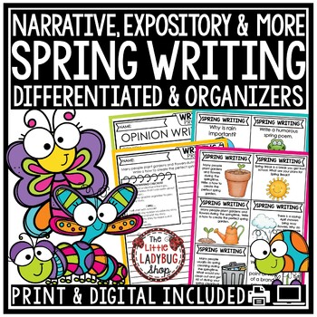 Preview of March April, Spring Writing Prompts 3rd, 4th Grade Writing Graphic Organizers