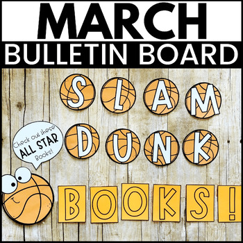 Preview of March Basketball Bulletin Board Display with Writing Prompt Pages, Book Reviews