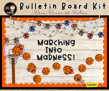 Preview of March Basketball Bulletin Board KitSlam Dunk into Spring Board Decor|Editable