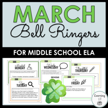 Preview of March Bell Ringers for Middle School ELA 1 Month of Seasonal No-Prep Prompts