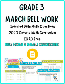 Preview of March Bell Work for Grade 3 (Ontario Math & EQAO Prep)