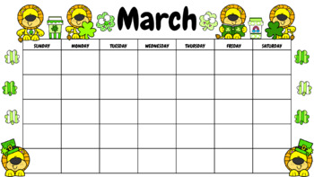 Preview of March - Blank Calendar PNG, Background Image, Digital, Virtual Learning