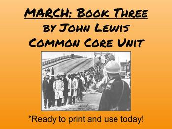 Preview of March Book Three by John Lewis, Common Core Unit