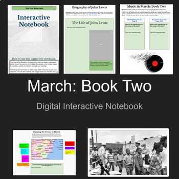 March: Book Two by John Lewis - Civil Rights Digital Google Classroom Interactive Notebook for distance learning