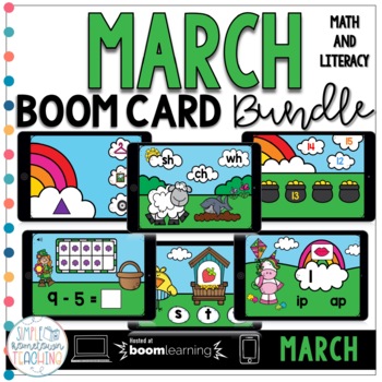 Preview of March Boom Card Bundle for Kindergarten