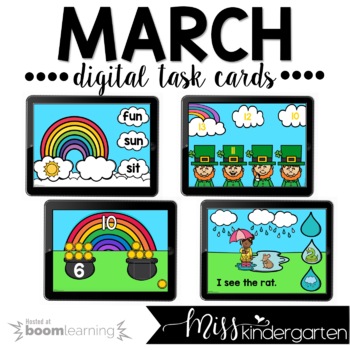 Preview of March Boom Cards™ for Kindergarten