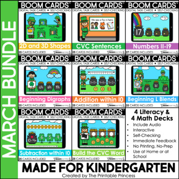 Preview of March Boom Cards™ for Kindergarten | Digital Resource