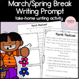 March Break and Spring Break Writing Prompt for Kindergarten
