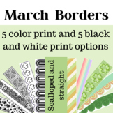 March Bulletin Board Printable Borders- Color and Black and White