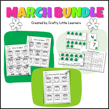 Preview of March Bundle | Phonics | 10 Frames | Morning Work | Centers