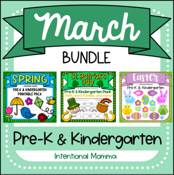Preview of March Bundle for Pre-K -- Spring, St. Patrick's Day, and Easter
