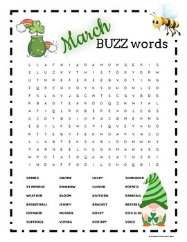 Preview of March Buzz Words Wordsearch