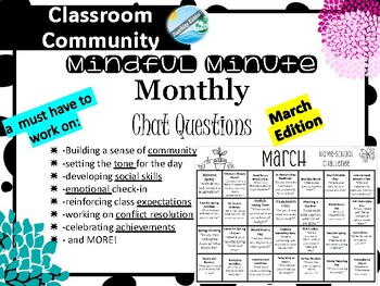 Preview of March CLASSROOM COMMUNITY class meeting or home/school  MINDFUL MINUTE