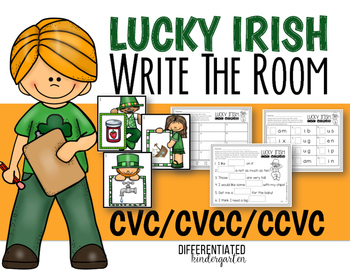 Preview of March CVC-CVCC-CCVC Write the Room Fun-Differentiated