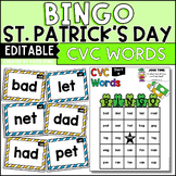 March CVC Words BINGO Cards - No Prep Printable & Editable