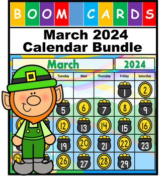 Preview of March Calendar Bundle 2024 Boom Cards with Audio