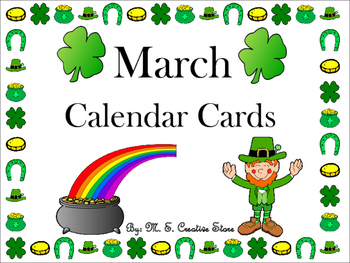 March Calendar Cards by M E Creative Store | TPT