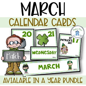March Calendar Cards by Paula's Place Teaching Resources | TpT