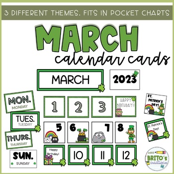 March Calendar Cards for Wall/Pocket Chart by Miss Brito's Creations