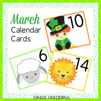 March Calendar Number Cards by Grade Onederful | TpT