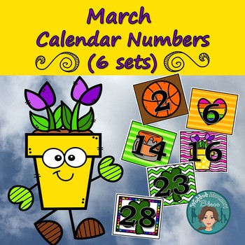 Preview of March Calendar Numbers (6 sets) 1-31