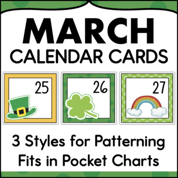 Preview of March Calendar Numbers - Monthly Calendar Cards Set Pocket Chart Size Pieces