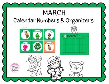 Preview of March Calendar Numbers & Organizers