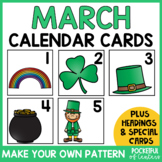 March Calendar Numbers - Pocket Chart Calendar Cards