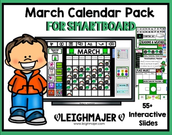 Preview of 2024 March Calendar and Math Pack - For SMARTboard