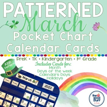 March Calendar Patterned Cards for Pocket Chart Calendar | TPT