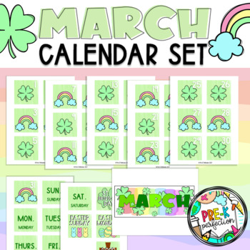 Preview of March Calendar Set - AABB Pattern | PDF and PNG Files