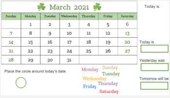 Preview of March Calendar for Jamboard