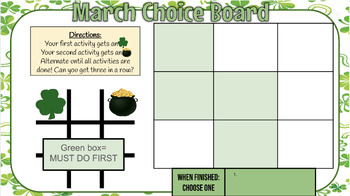 Preview of March Choice Board