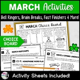 March Activity Packet - Choice Board Activities for Early 