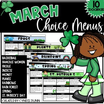 Preview of March Choice Boards Choice Menus Early Finishers Fast Finishers Activities