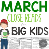 March Close Reads for Grades 4-6 Common Core Aligned