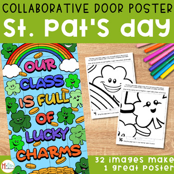 Preview of St. Patrick's Day Collaborative Poster Coloring Activity | March Bulletin Board