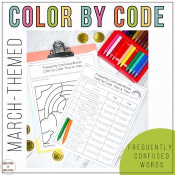 Preview of March Color by Code Frequently Confused Words | St Patrick's Day Theme